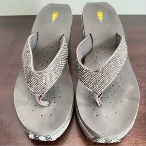 Volatile Glimpse Women's EVA Wedge Platform Thong Sandals Rhinestones Size 10‎